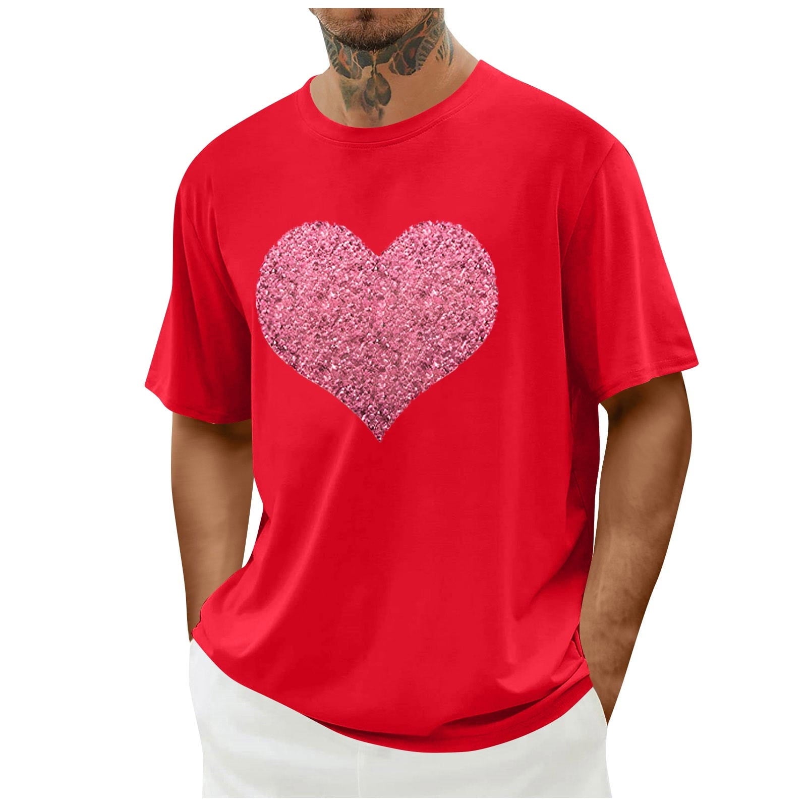 biudgviw Men's Valentines Day Shirt Short Sleeve Casual Printed Graphic Tee Tops Crewneck Lightweight Loose Fit T-Shirt S-XXL