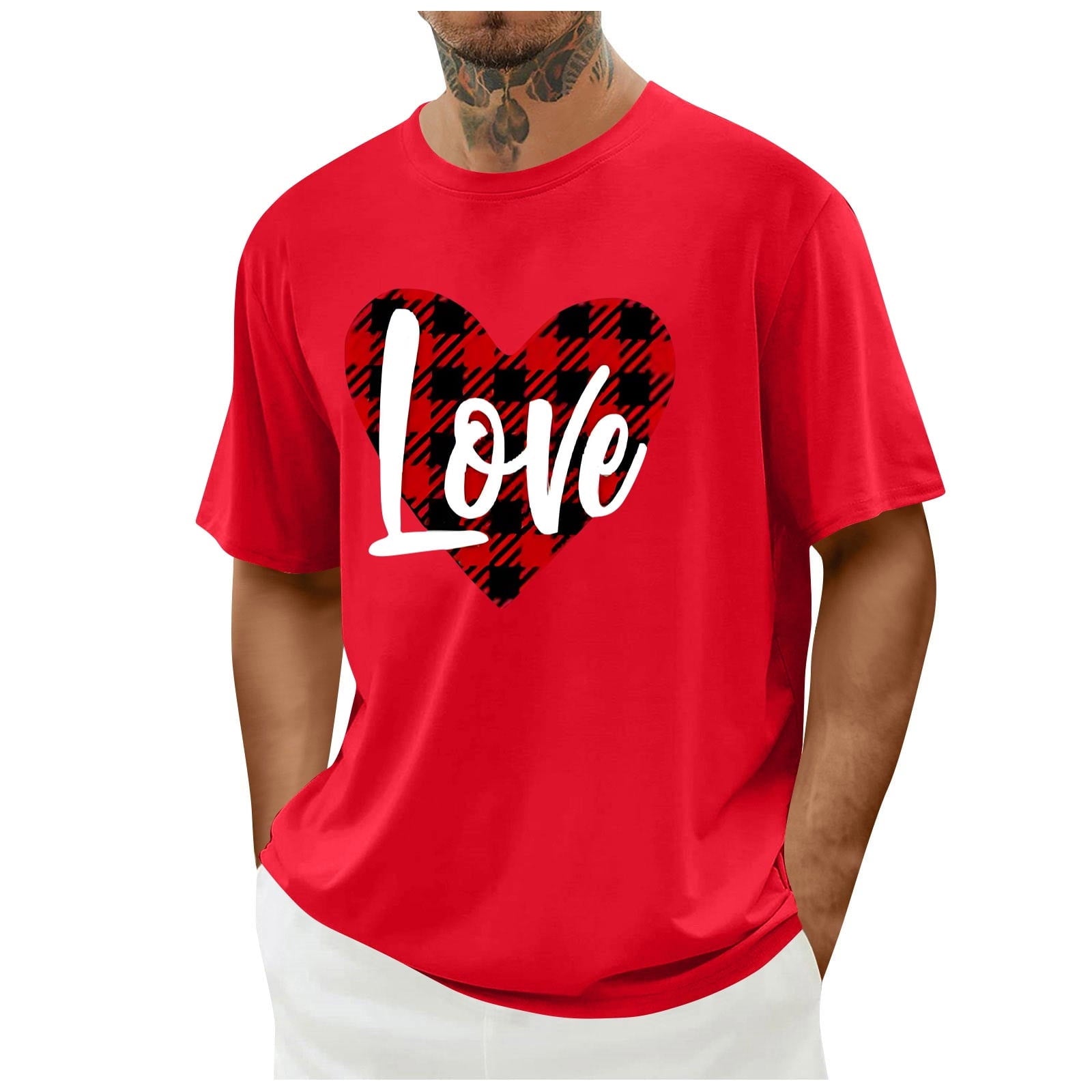 biudgviw Men's Valentines Day Shirt Short Sleeve Casual Printed Graphic Tee Tops Crewneck Lightweight Loose Fit T-Shirt S-XXL