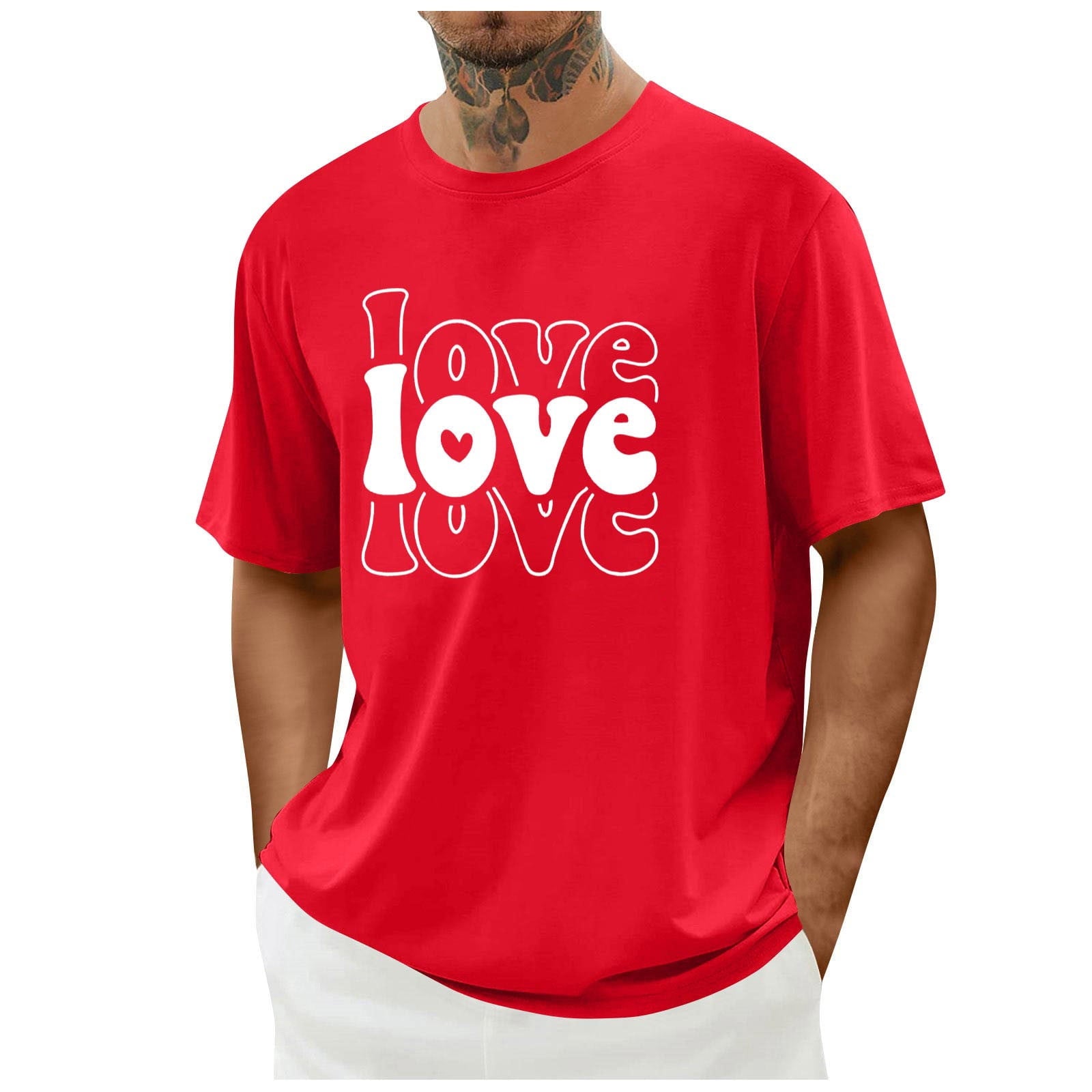 biudgviw Men's Valentines Day Shirt Short Sleeve Casual Printed Graphic Tee Tops Crewneck Lightweight Loose Fit T-Shirt S-XXL