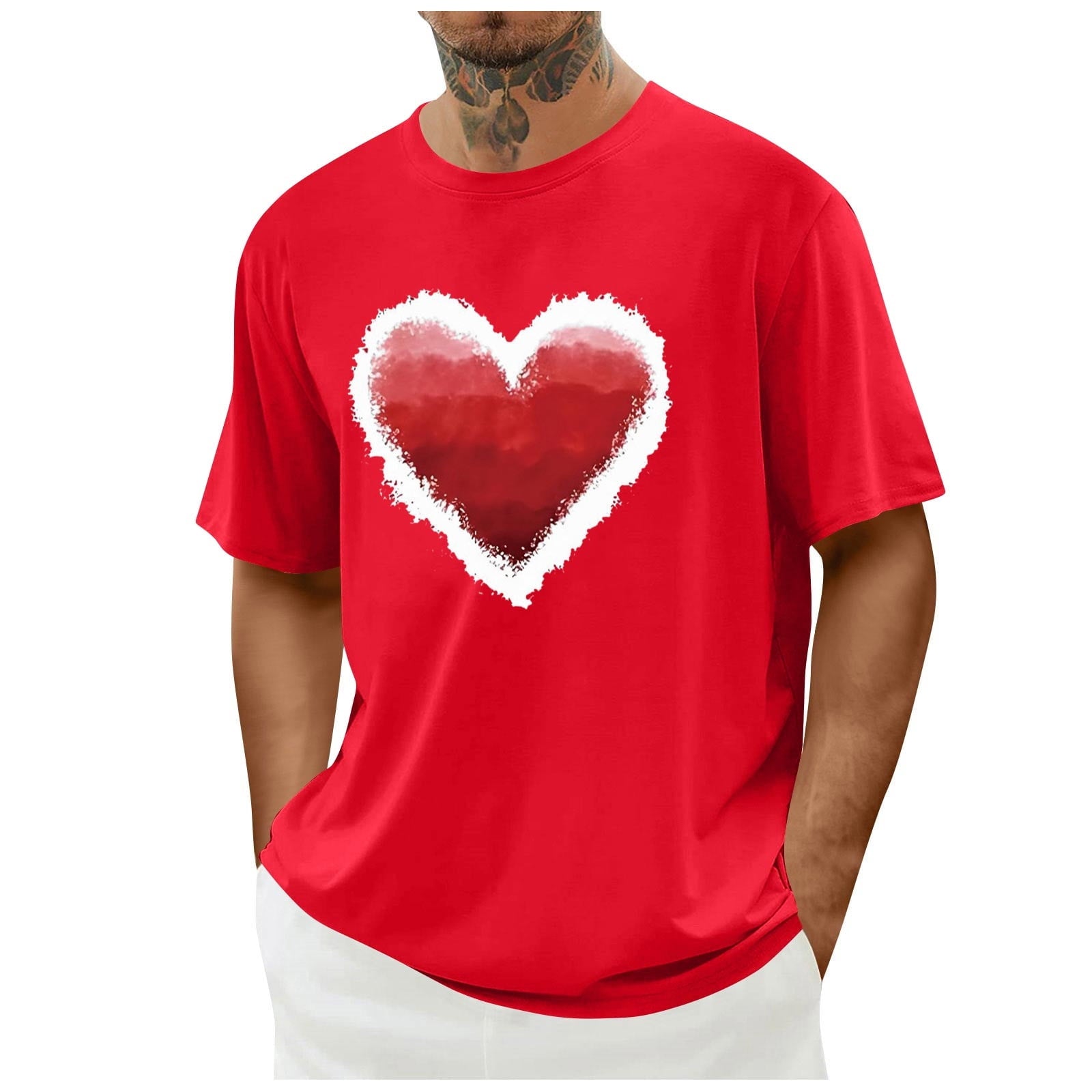 biudgviw Men's Valentines Day Shirt Short Sleeve Casual Printed Graphic Tee Tops Crewneck Lightweight Loose Fit T-Shirt S-XXL