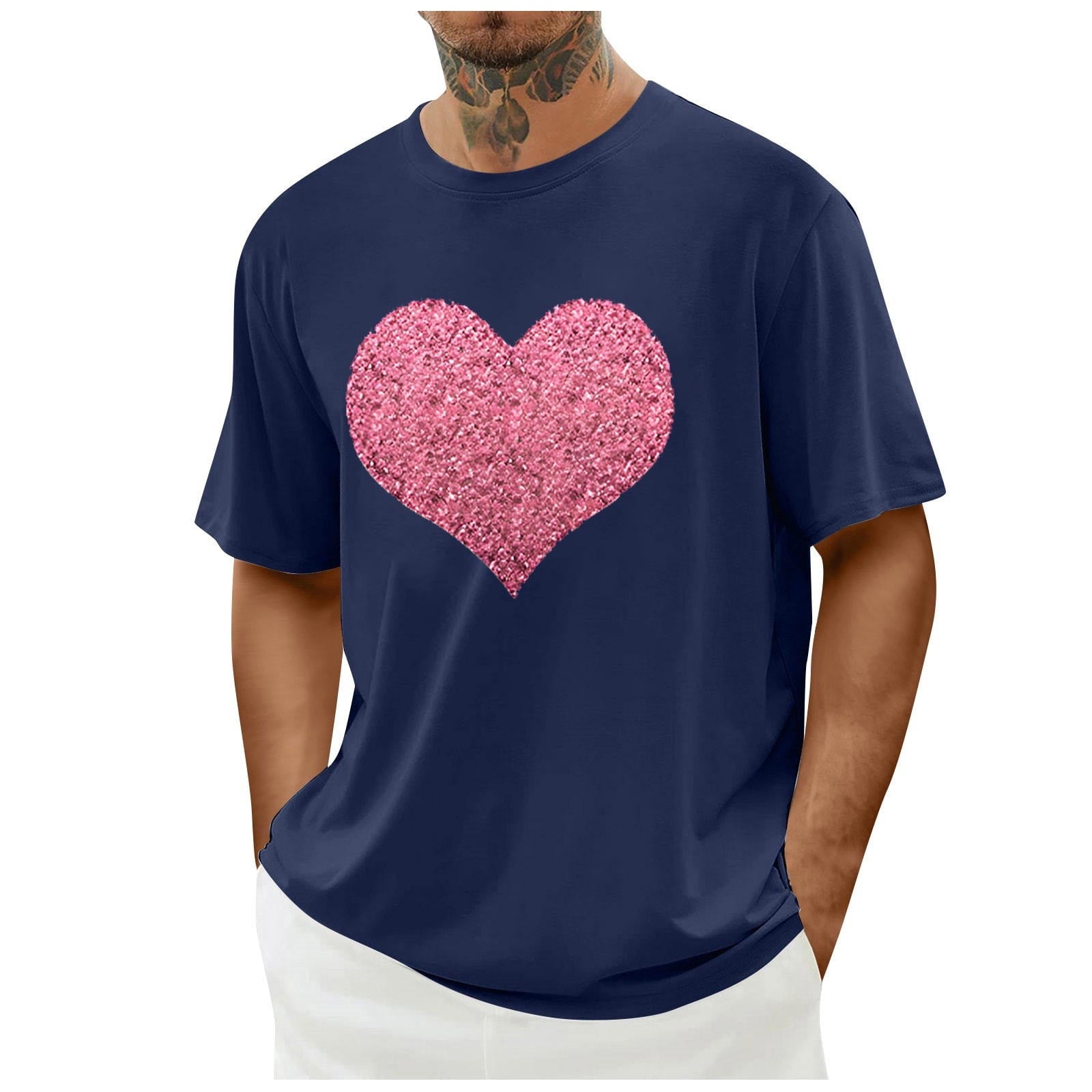 biudgviw Men's Valentines Day Shirt Short Sleeve Casual Printed Graphic Tee Tops Crewneck Lightweight Loose Fit T-Shirt S-XXL