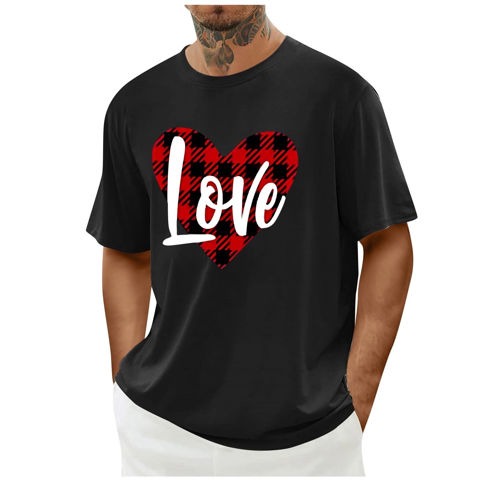 biudgviw Men's Valentines Day Shirt Short Sleeve Casual Printed Graphic Tee Tops Crewneck Lightweight Loose Fit T-Shirt S-XXL
