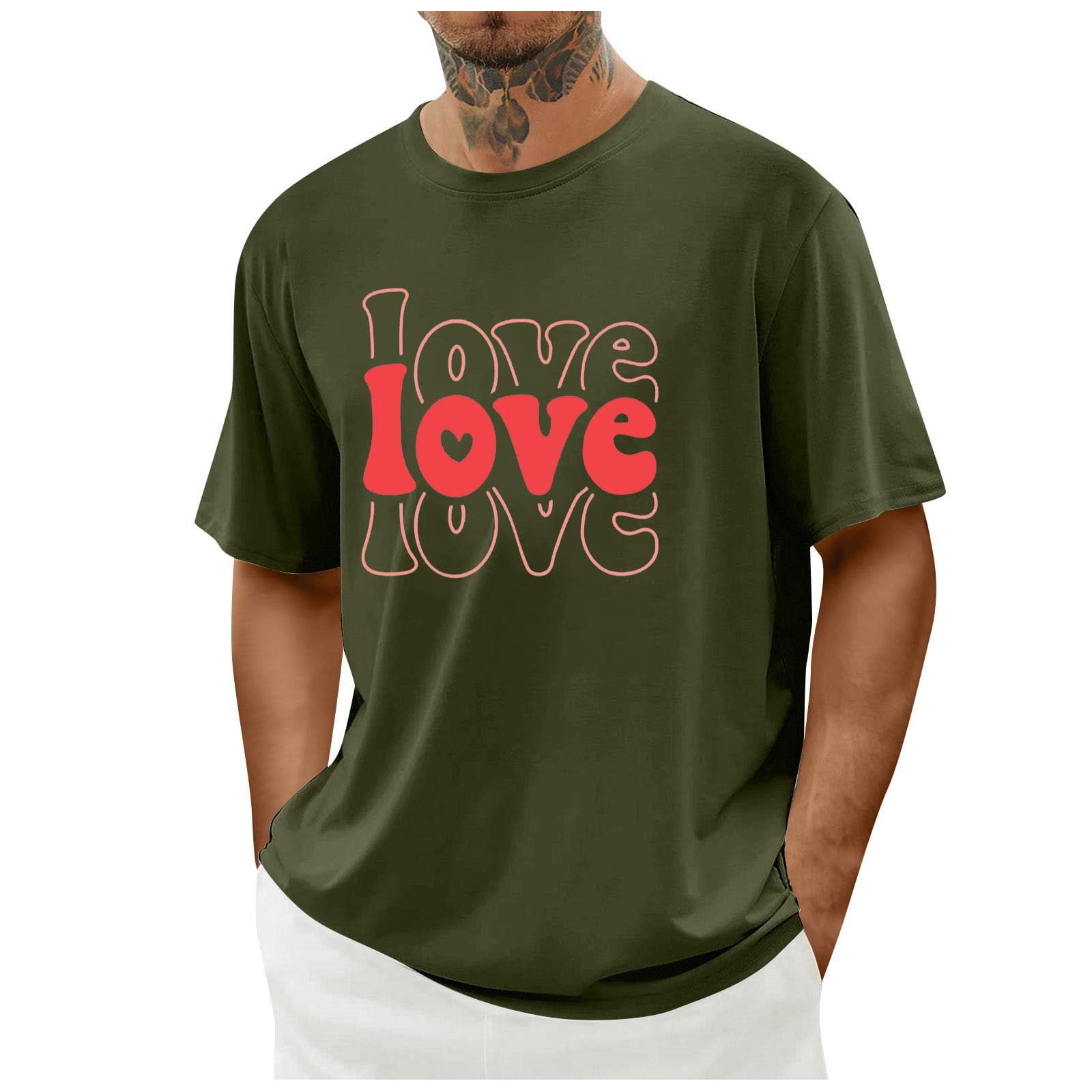 biudgviw Men's Valentines Day Shirt Short Sleeve Casual Printed Graphic Tee Tops Crewneck Lightweight Loose Fit T-Shirt S-XXL