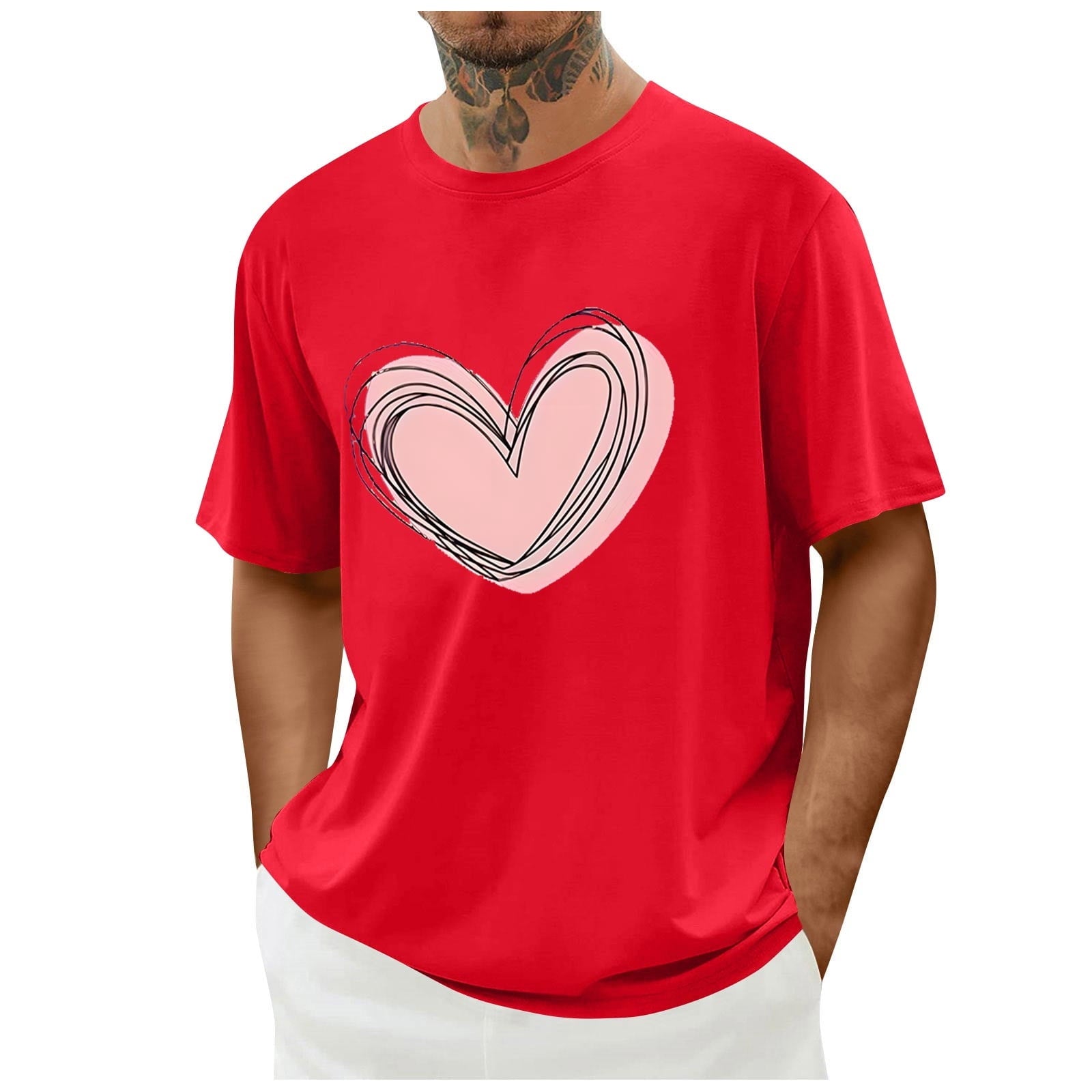 biudgviw Men's Valentines Day Shirt Short Sleeve Casual Printed Graphic Tee Tops Crewneck Lightweight Loose Fit T-Shirt S-XXL