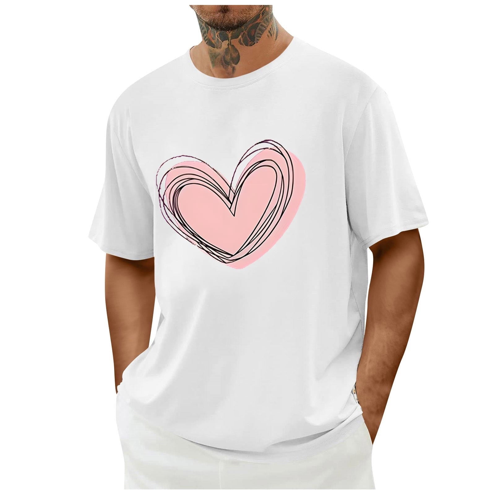biudgviw Men's Valentines Day Shirt Short Sleeve Casual Printed Graphic Tee Tops Crewneck Lightweight Loose Fit T-Shirt S-XXL