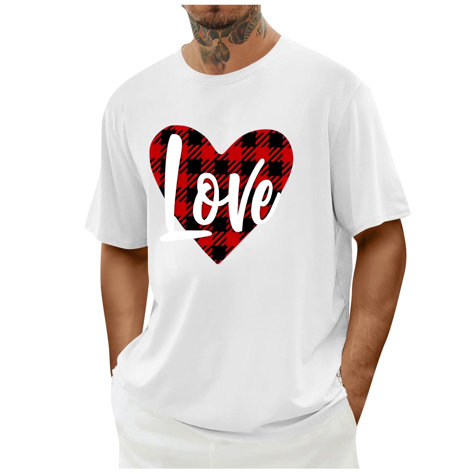 biudgviw Men's Valentines Day Shirt Short Sleeve Casual Printed Graphic Tee Tops Crewneck Lightweight Loose Fit T-Shirt S-XXL