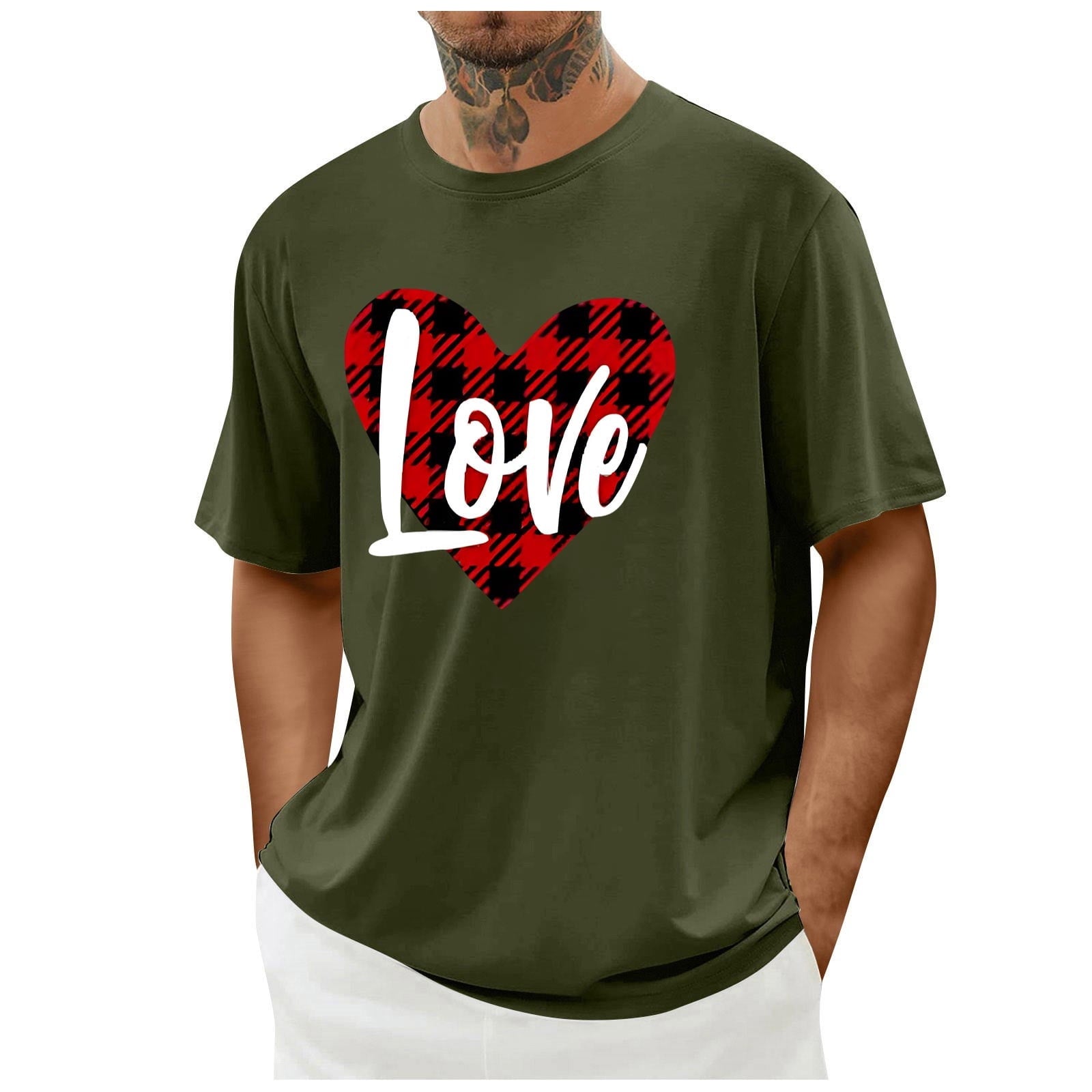 biudgviw Men's Valentines Day Shirt Short Sleeve Casual Printed Graphic Tee Tops Crewneck Lightweight Loose Fit T-Shirt S-XXL