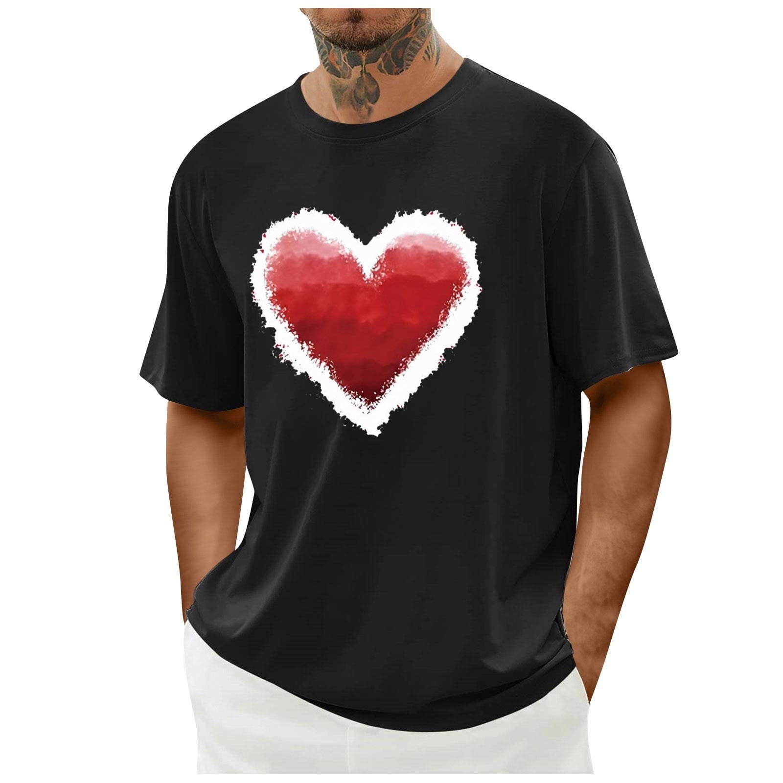 biudgviw Men's Valentines Day Shirt Short Sleeve Casual Printed Graphic Tee Tops Crewneck Lightweight Loose Fit T-Shirt S-XXL
