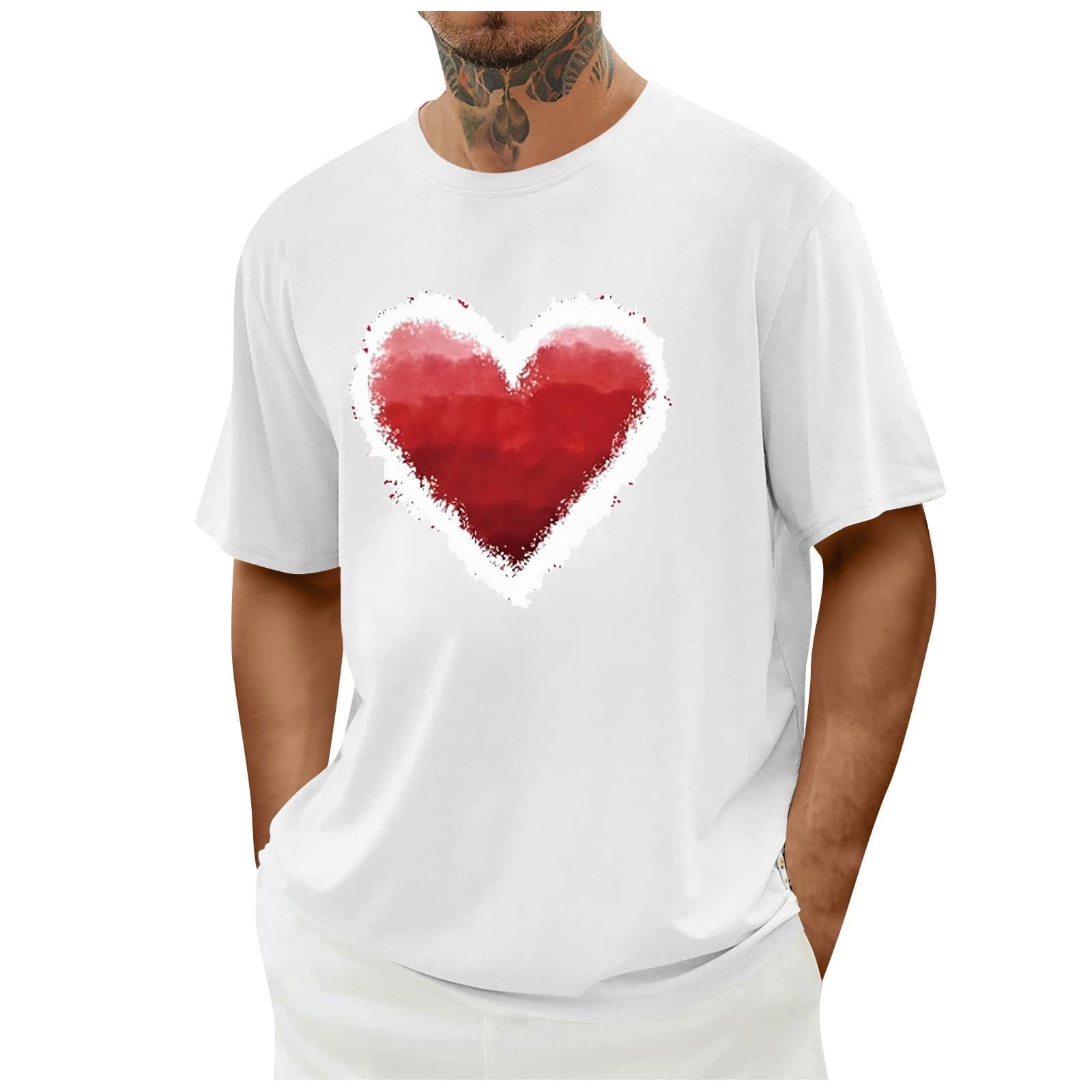 biudgviw Men's Valentines Day Shirt Short Sleeve Casual Printed Graphic Tee Tops Crewneck Lightweight Loose Fit T-Shirt S-XXL