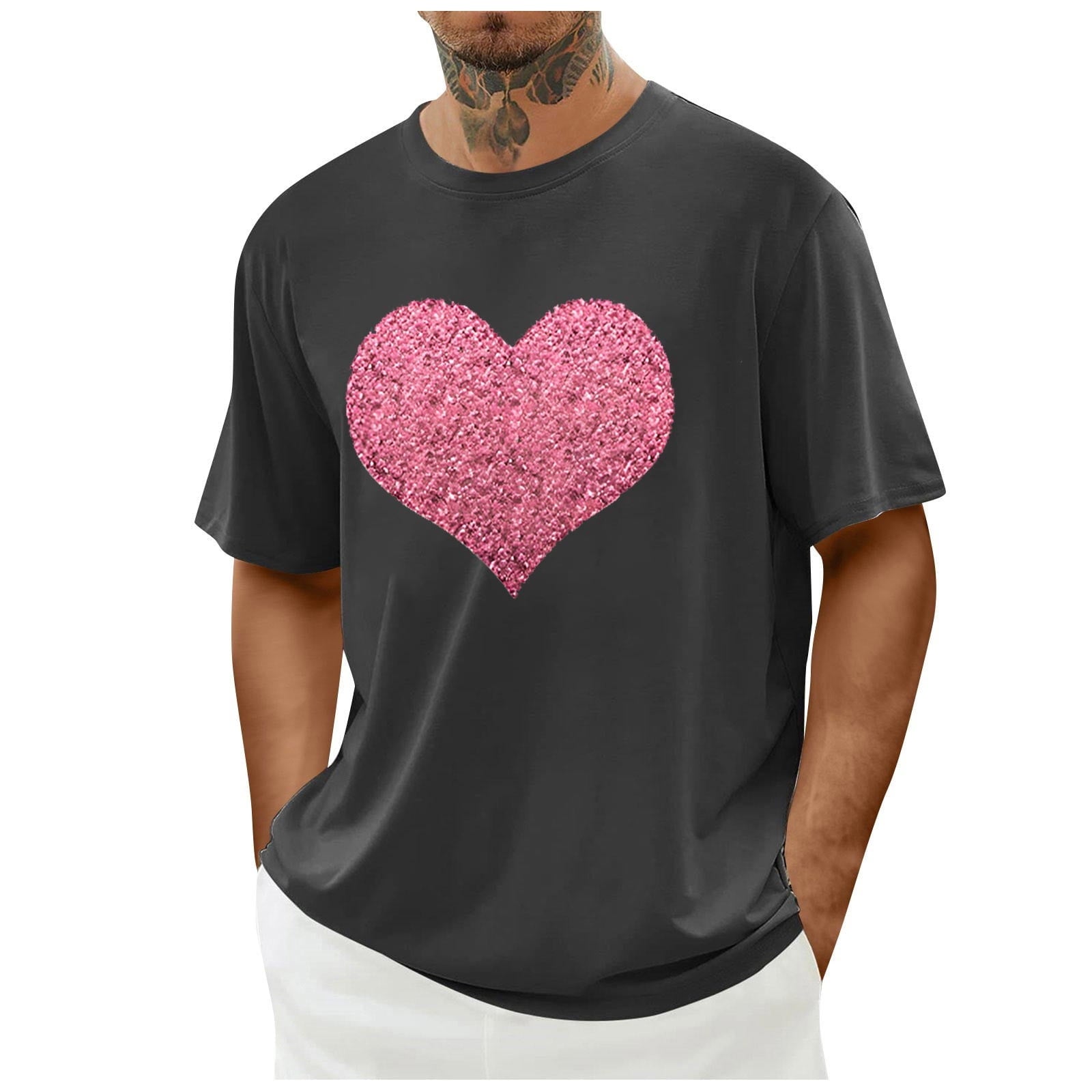 biudgviw Men's Valentines Day Shirt Short Sleeve Casual Printed Graphic Tee Tops Crewneck Lightweight Loose Fit T-Shirt S-XXL