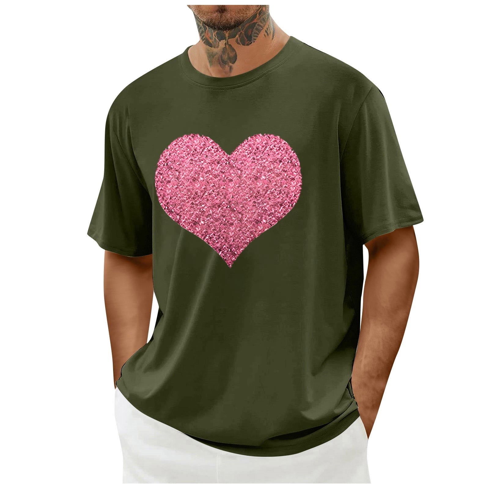 biudgviw Men's Valentines Day Shirt Short Sleeve Casual Printed Graphic Tee Tops Crewneck Lightweight Loose Fit T-Shirt S-XXL