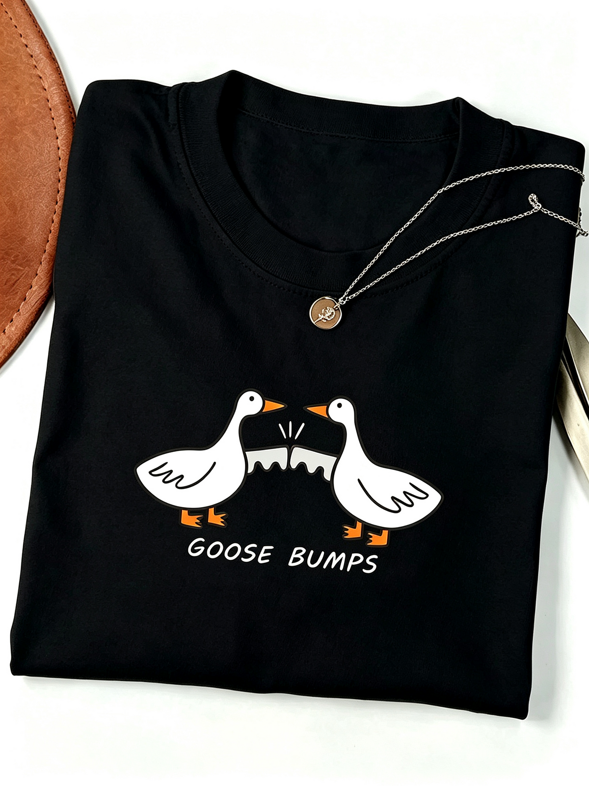 Goose Bumps Funny Duck Graphic T‑Shirt, Cute Farm Goose Casual Short‑Sleeve Novelty Top For Men Women