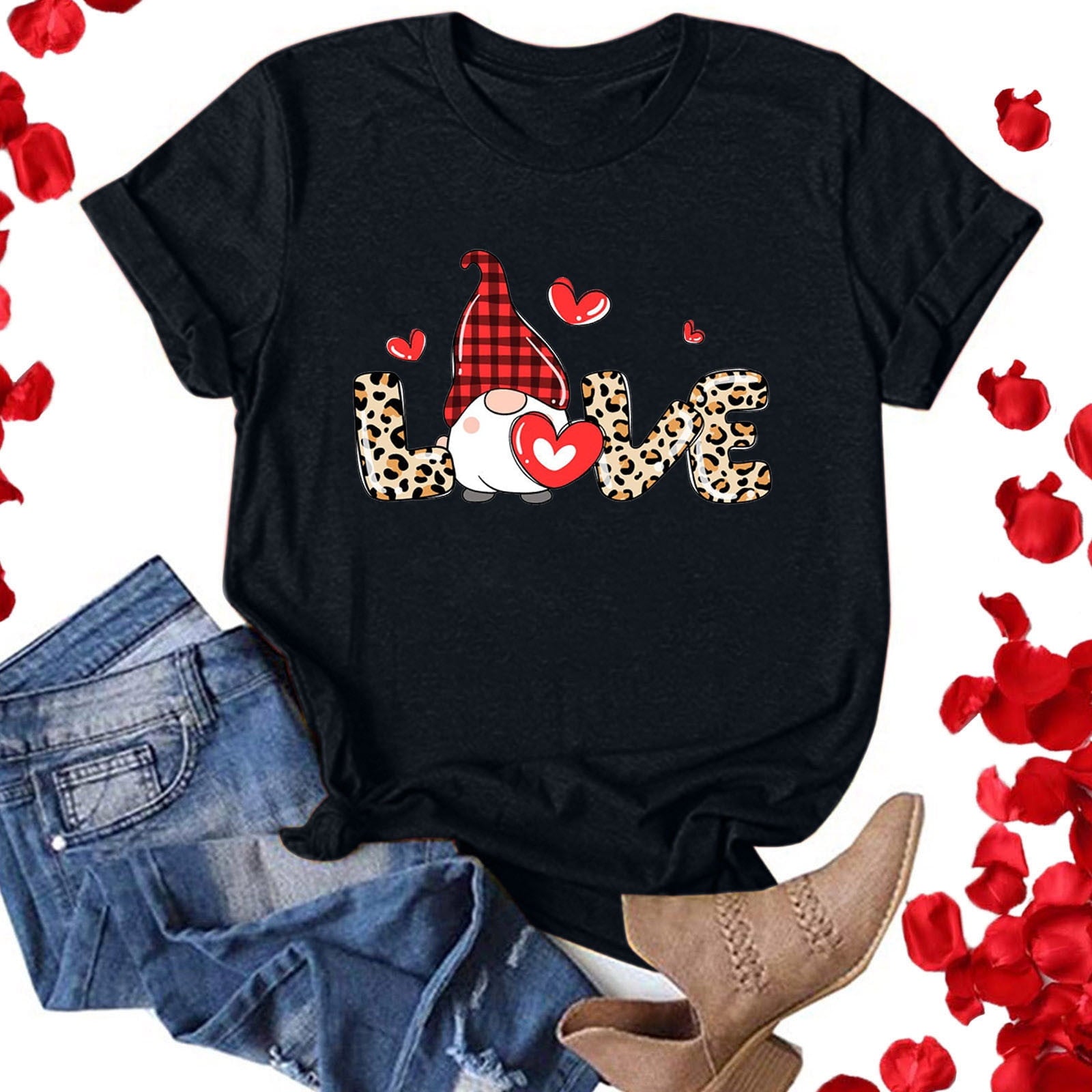 Tbopshirt Valentine's Day T-Shirts Short Sleeve Graphic Tees,Summer Plus Size Tops,Women Fashion Valentines Day Crew Neck Printed Pullover Casual Loose Womens Tops S-XXXL