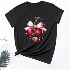 Womens Valentines Tshirts Cute Love Valentine Day Graphic Tees Summer Short Sleeve Casual Tees Pullover, 2XL Black