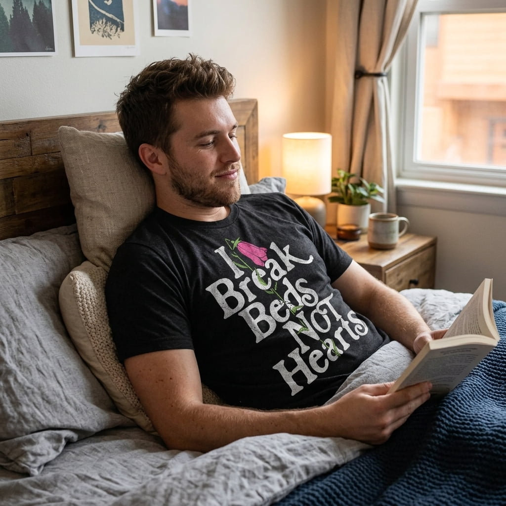 Mens Funny T Shirts I Break Beds Not Hearts Sarcastic Valentines Day Tee For Men Graphic Tees