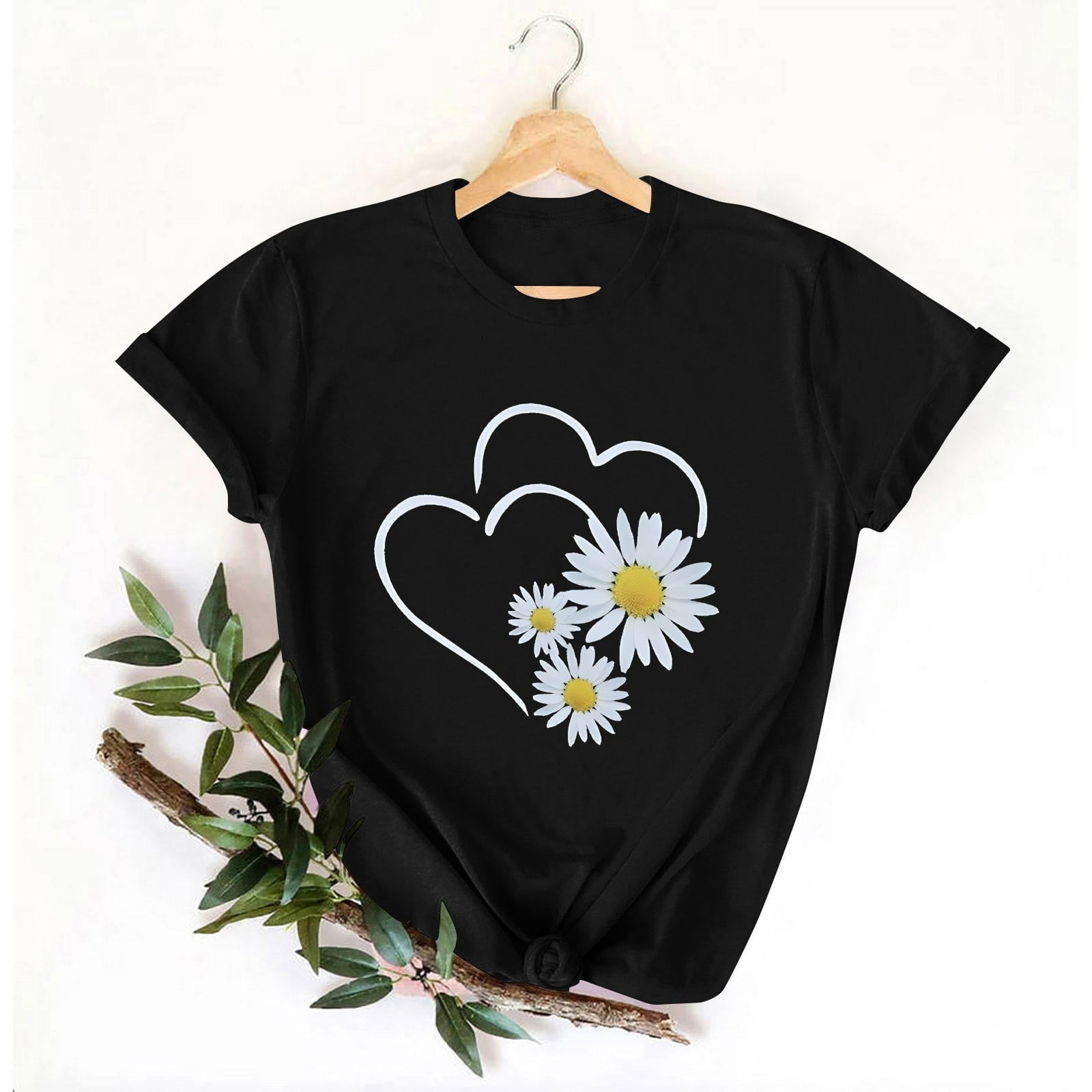 Nmnitkp Womens Tops Valentines Day Graphic Tee - Crewneck Short Sleeve Print Top Black,2XL