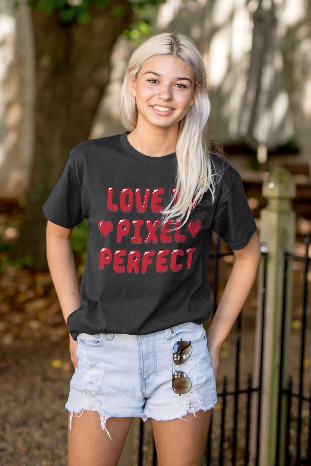 Love Pixel Perfect Valentines Day Women's Graphic T Shirt Tees Brisco Brands S