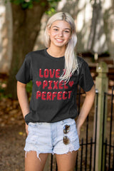 Love Pixel Perfect Valentines Day Women's Graphic T Shirt Tees Brisco Brands S