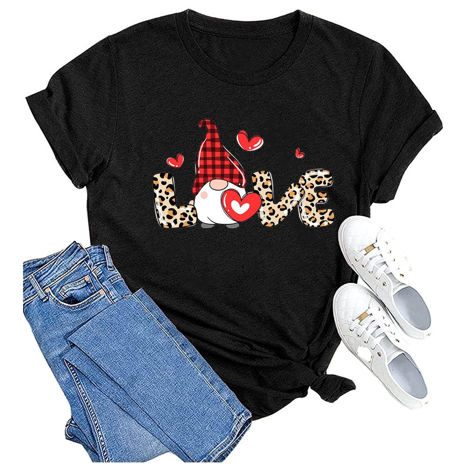 Tbopshirt Valentine's Day T-Shirts Short Sleeve Graphic Tees,Summer Plus Size Tops,Women Fashion Valentines Day Crew Neck Printed Pullover Casual Loose Womens Tops S-XXXL