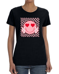 Wild Bobby Cute Trippy Peace Heart Valentine's Day Peace Hipster Vibes Women Graphic Tee