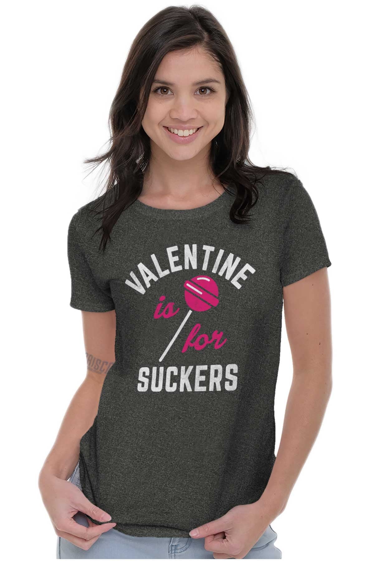 Funny Valentines Day For Suckers Womens Slim Fit Graphic Tee Brisco Brands M
