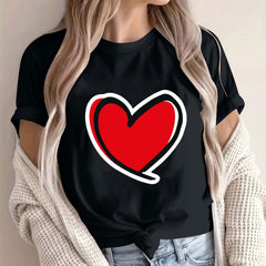 Womens Valentines Day T Shirt Love Graphic Tees for Women Fashion Crew Neck Casual Loose Short Sleeve Shirts (Black S)