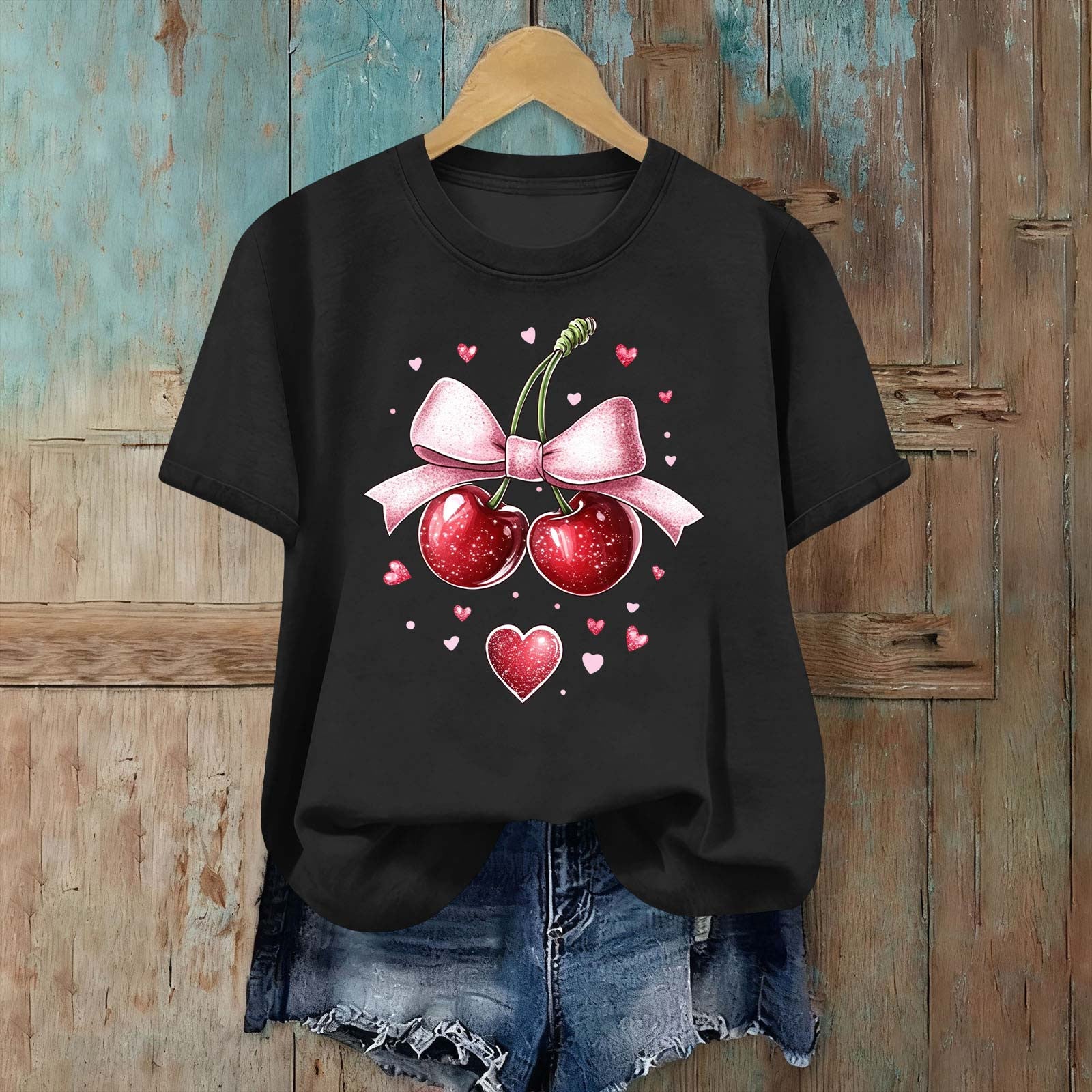 Womens Valentines Tshirts Cute Love Valentine Day Graphic Tees Summer Short Sleeve Casual Tees Pullover, 2XL Black