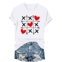 EchfiProm Womens T shirts Graphic Tees Short Sleeve Valentine Day Casual Love Black Tops for Adult