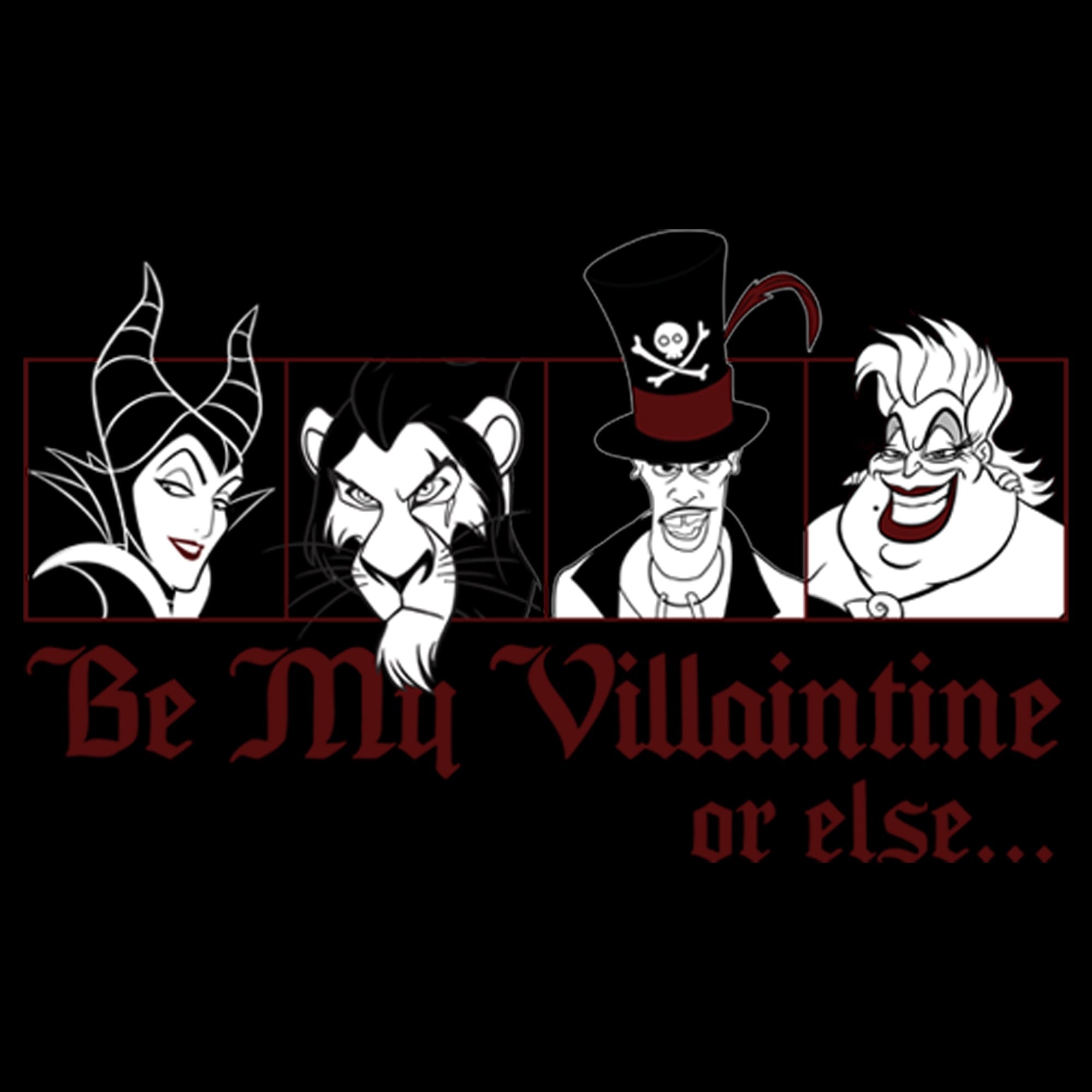 Junior's Disney Valentine's Day Be My Villaintine Or Else... Graphic Tee Black 2X Large
