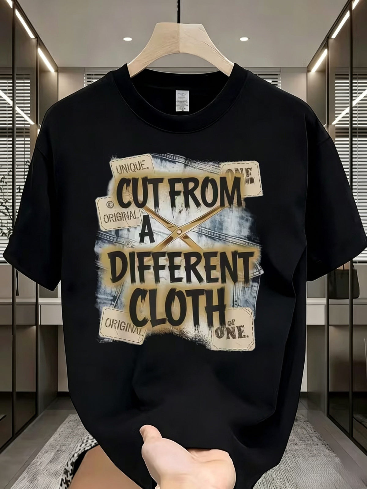 Mens Graphic T Shirt Unique Original Cut From A Different Cloth One of A Kind Short Sleeve Crew Neck