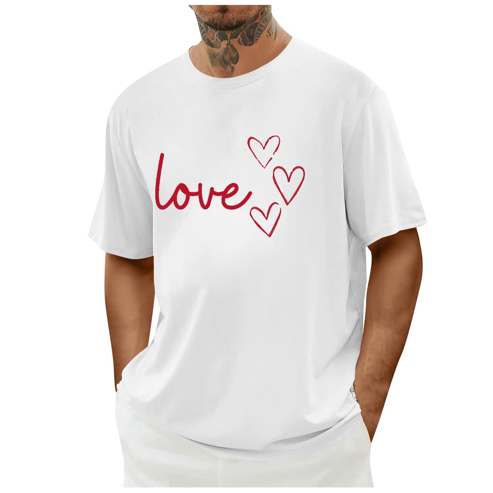 hotojiny Mens Valentine's Day T Shirts Casual Summer Short Sleeve Fashion Tees Breathable Graphic Shirt for Men Women