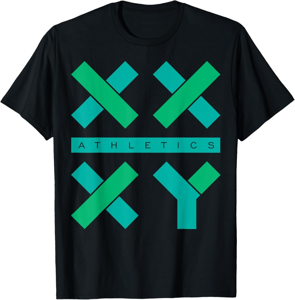 Athletics XX XY Graphic T‑Shirt, Unisex Modern Geometric Print Short‑Sleeve Cotton Tee for Casual Sporty Style