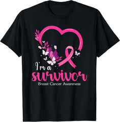 t-shirt I'm A Survivor Breast Cancer Awareness Women T-ShirtMen and women can wear, black T-shirts, gifts. Age: M,L，XL 2XL, 3XL, 4XL